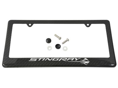 C7 Corvette Stingray 15-19 Carbon Fiber Rear License Plate Frame With Stingray Logo